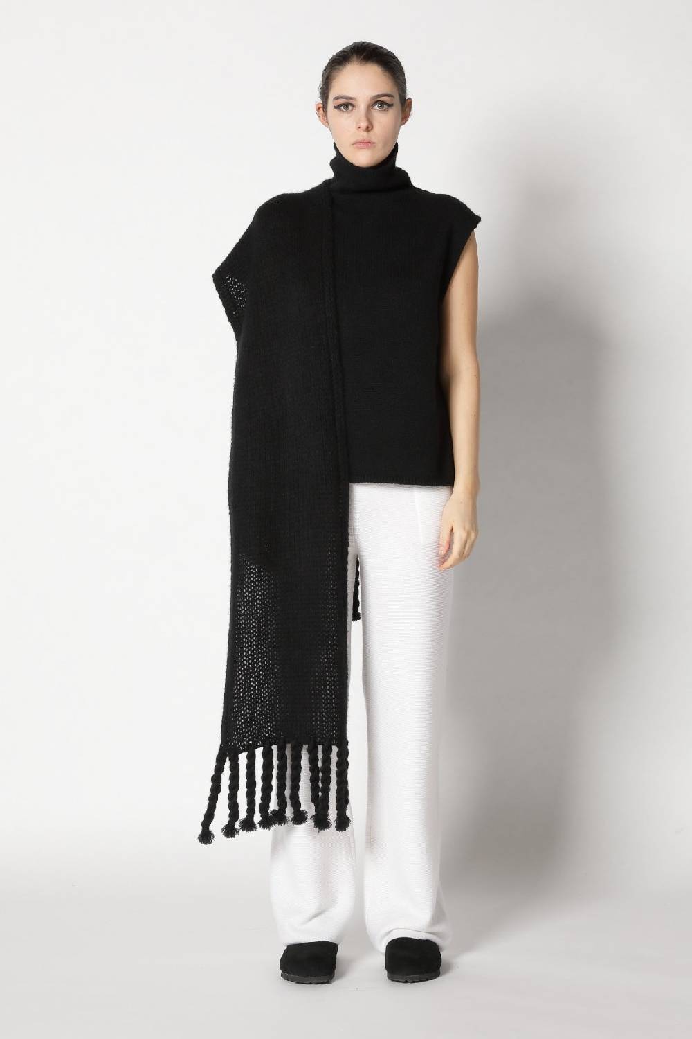Sminfinity blurry turtle top + blurry chunky cardy + garter palazzo pants Flash Sale
