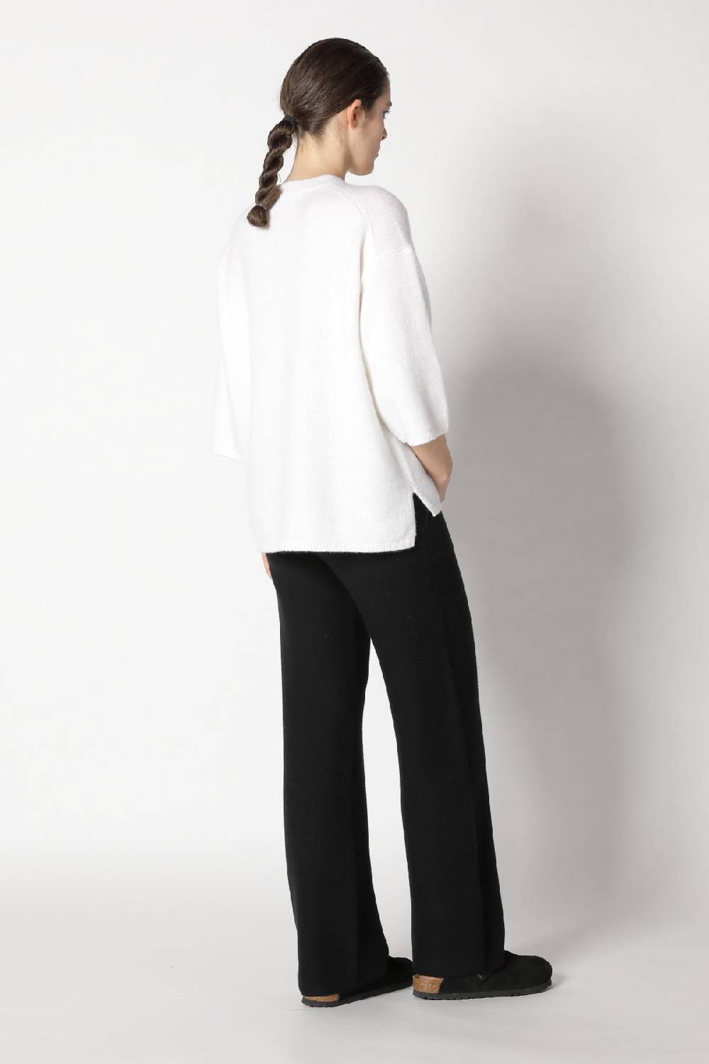 Sminfinity blurry crew jumper + blurry chunky scarf + garter palazzo pants Online Shopping