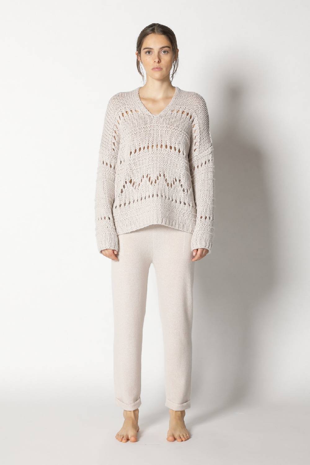 Sminfinity airy ajour V neck + pure boat pants Bis zu 60% Rabatt