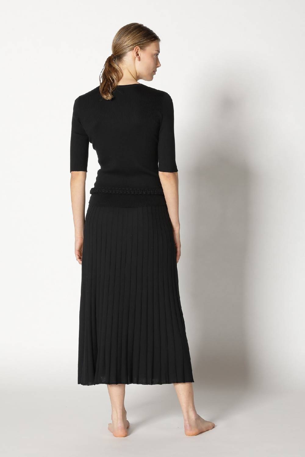 Sminfinity silky rib crew T + silky sun rib skirt + hang loose ring belt Verkauf