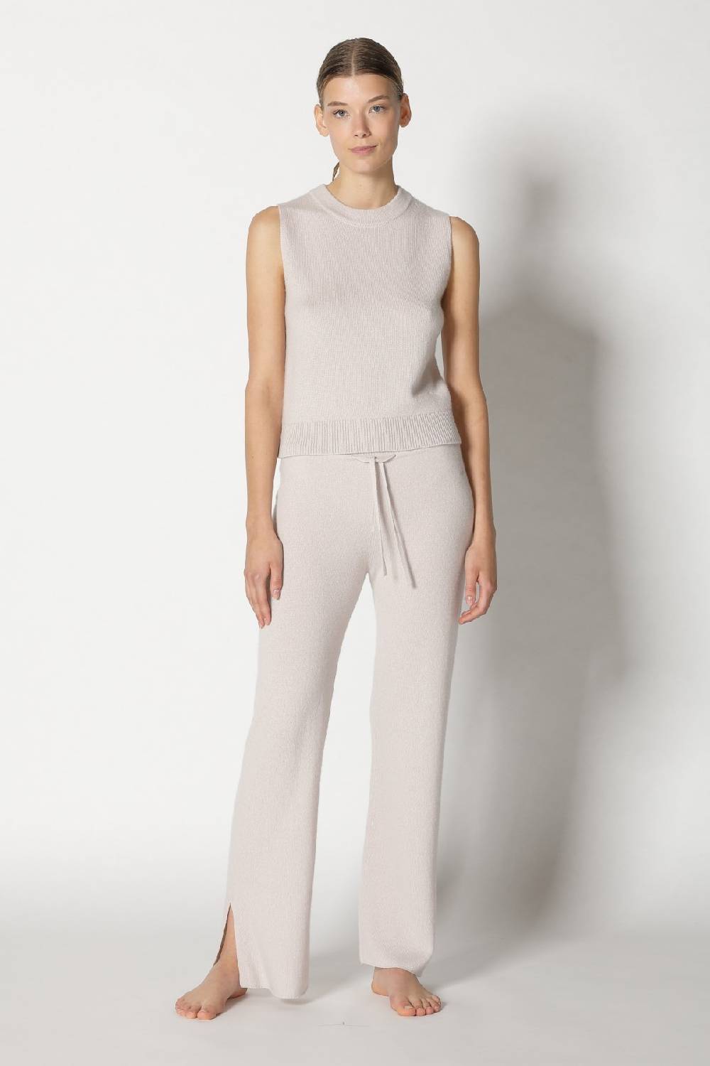 Sminfinity pure 2 ply crew top + pure slitted pants Online Shopping