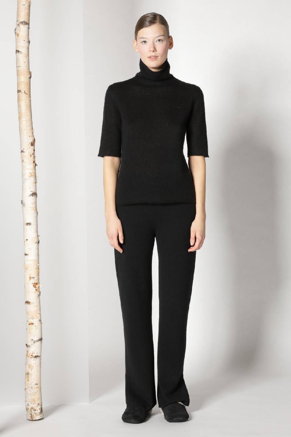 Sminfinity fluffy ribbed maxi coat + fluffy 1 Ply turtleneck + pure slitted pants Kostenloser Versand international