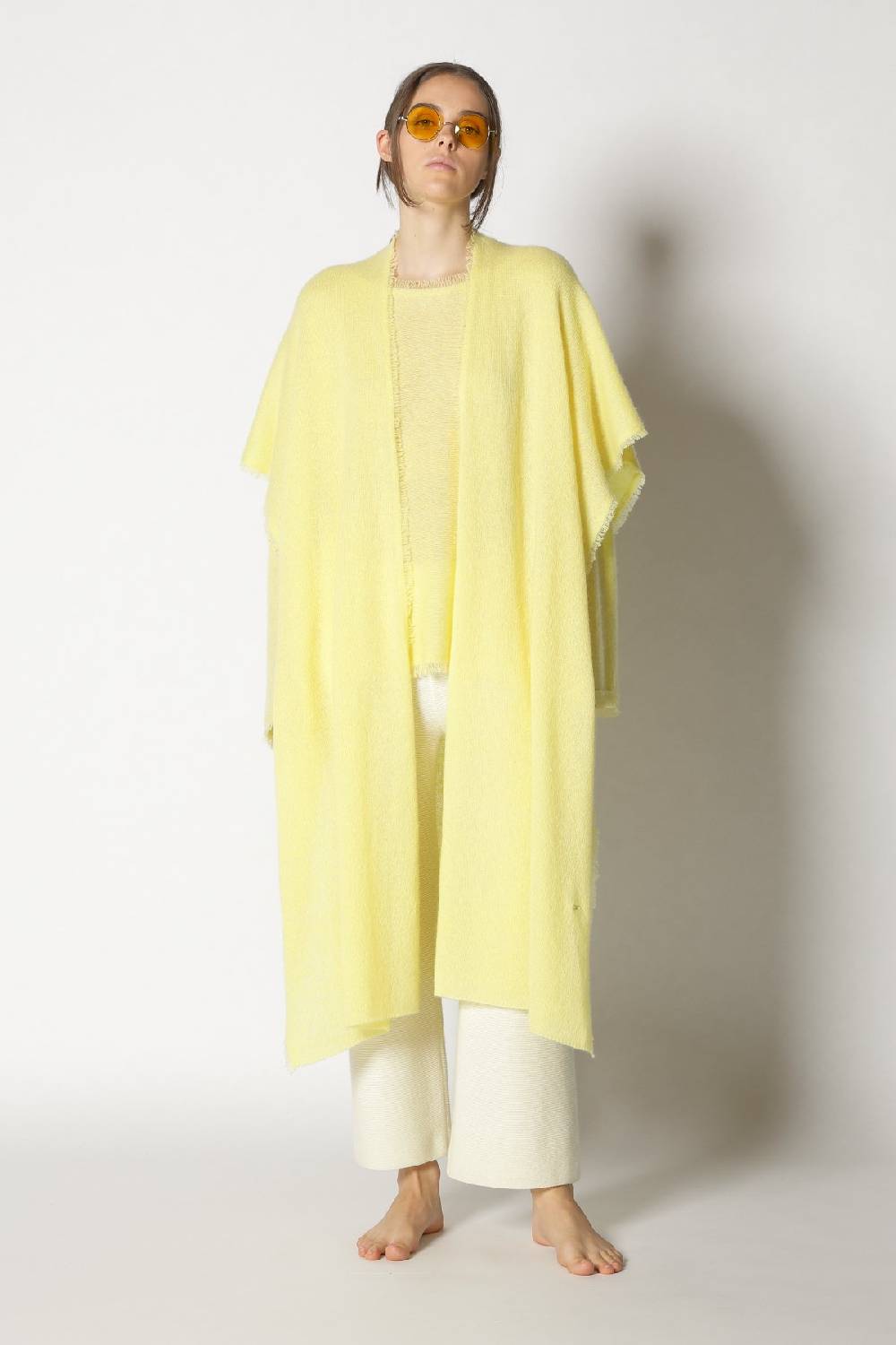 Sminfinity fluffy fringe boatneck + fluffy fringe cape + garter cropped pants Outlet