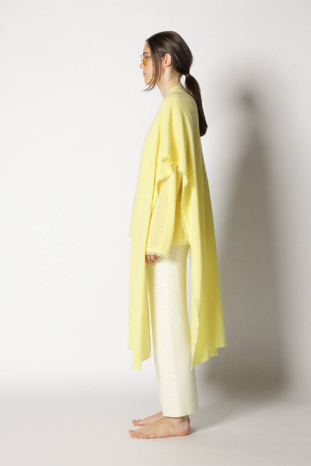 Sminfinity fluffy fringe boatneck + fluffy fringe cape + garter cropped pants Outlet