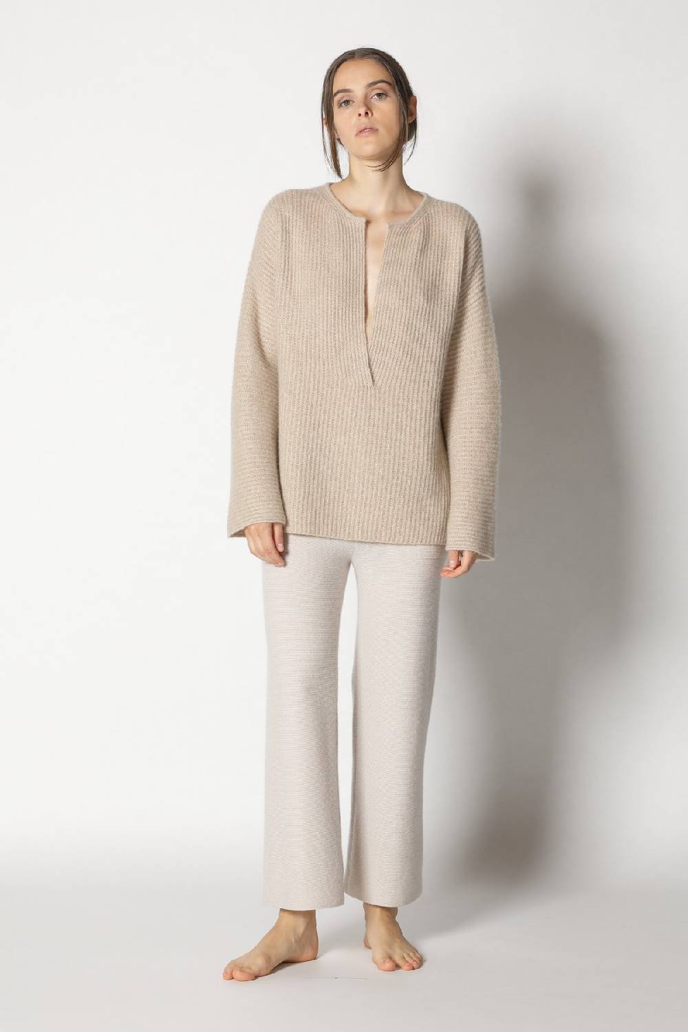 Sminfinity fluffy rib jumper + garter cropped pants Fabrikverkauf
