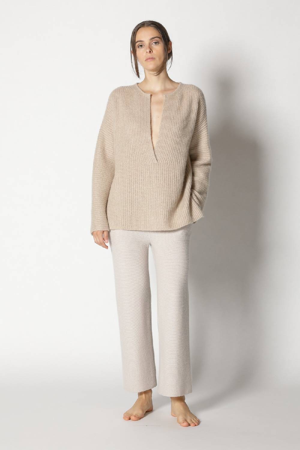 Sminfinity fluffy rib jumper + garter cropped pants Fabrikverkauf