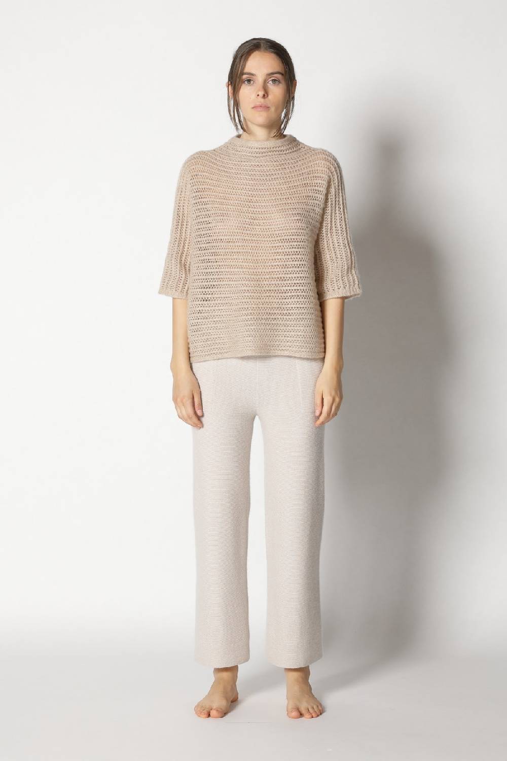 Sminfinity fluffy airy mockneck + fluffy airy plaid + garter cropped pants Meist gekauft