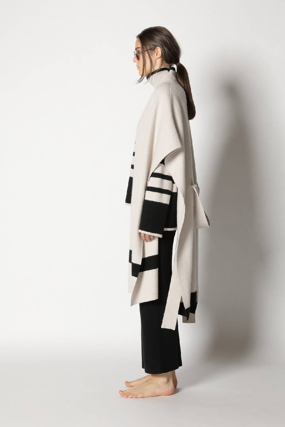 Sminfinity doubleface striped capecoat + slouchy striped turtle + gater cropped pants Sonderangebot