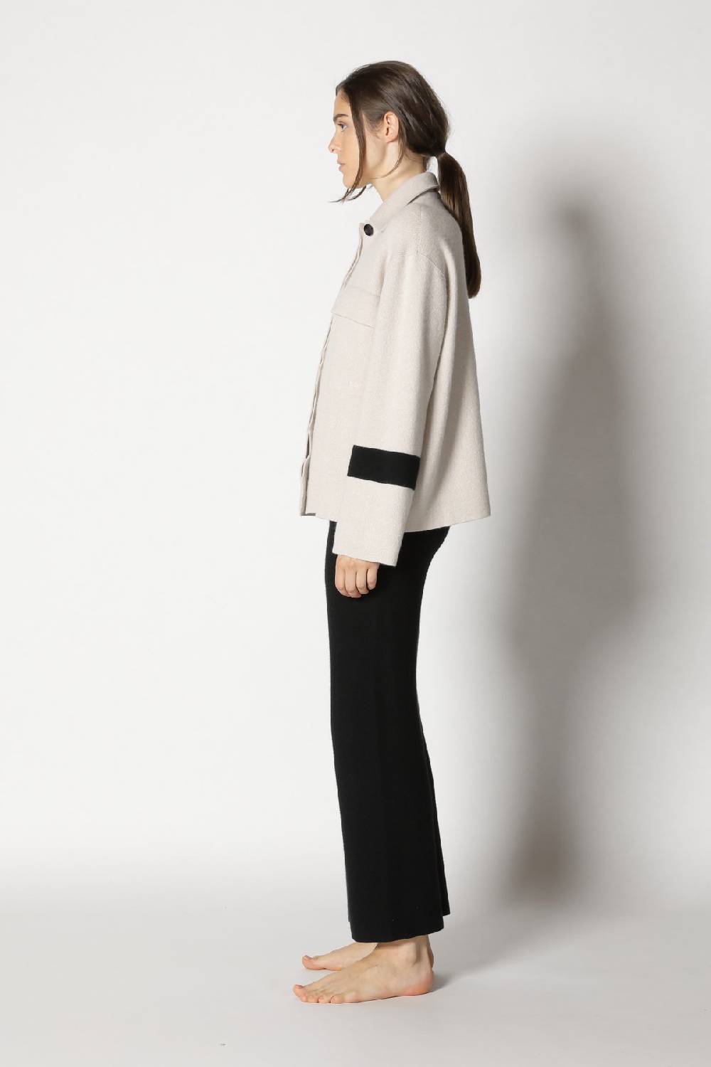 Sminfinity doubleface striped shirtjacket + garter cropped pants Versandkostenfrei