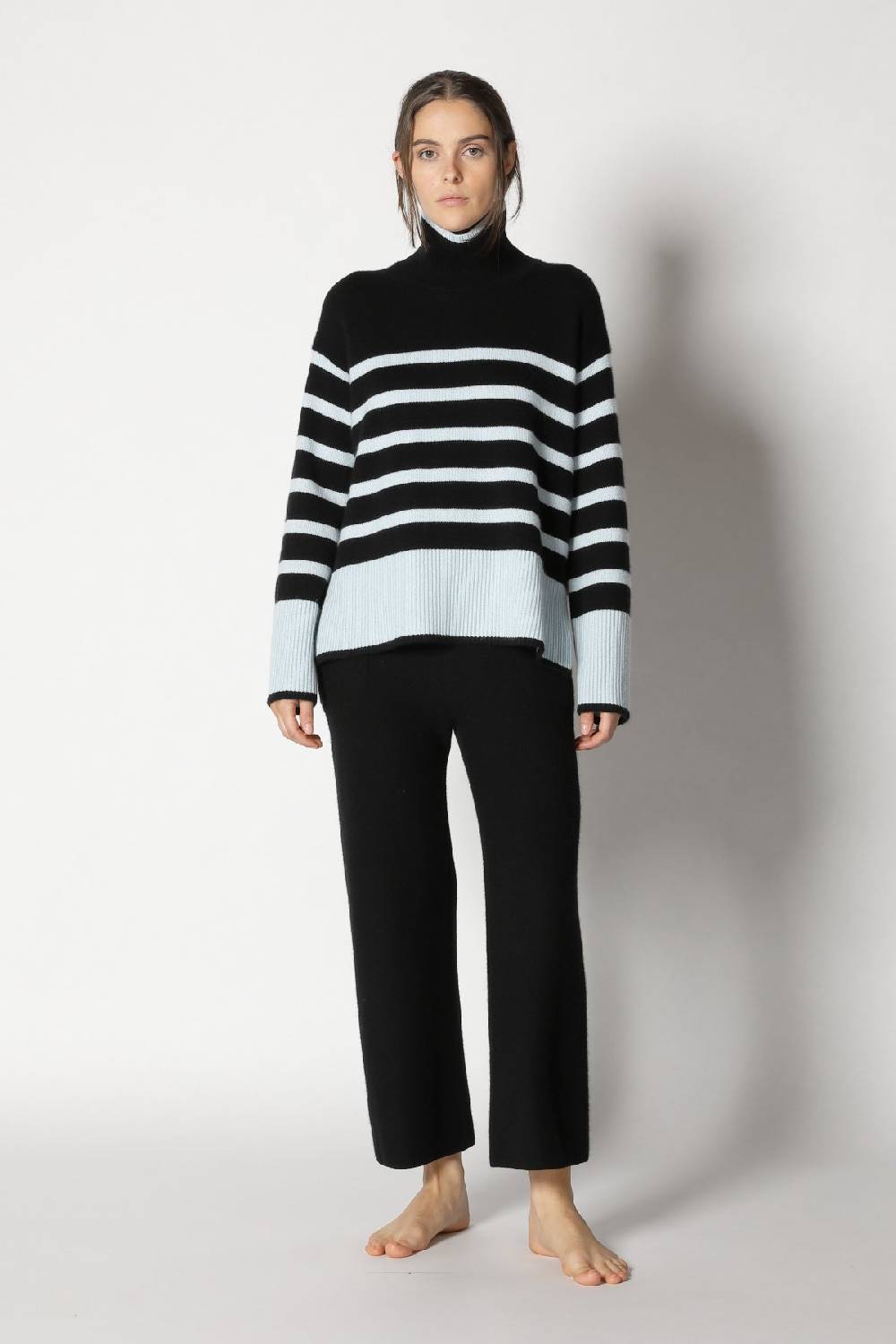 Sminfinity doubleface capecoat + slouchy striped turtle + gater cropped pants Saisonschlussverkauf
