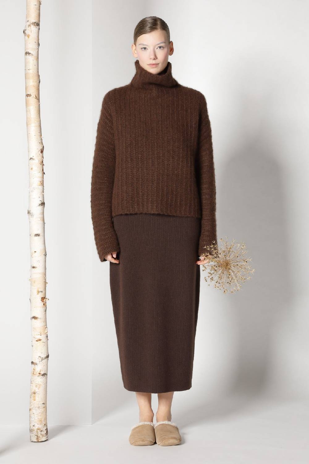 Sminfinity fluffy ribbed turtleneck jumper + pure all needle tulip skirt Begrenzt auf 3 Tage