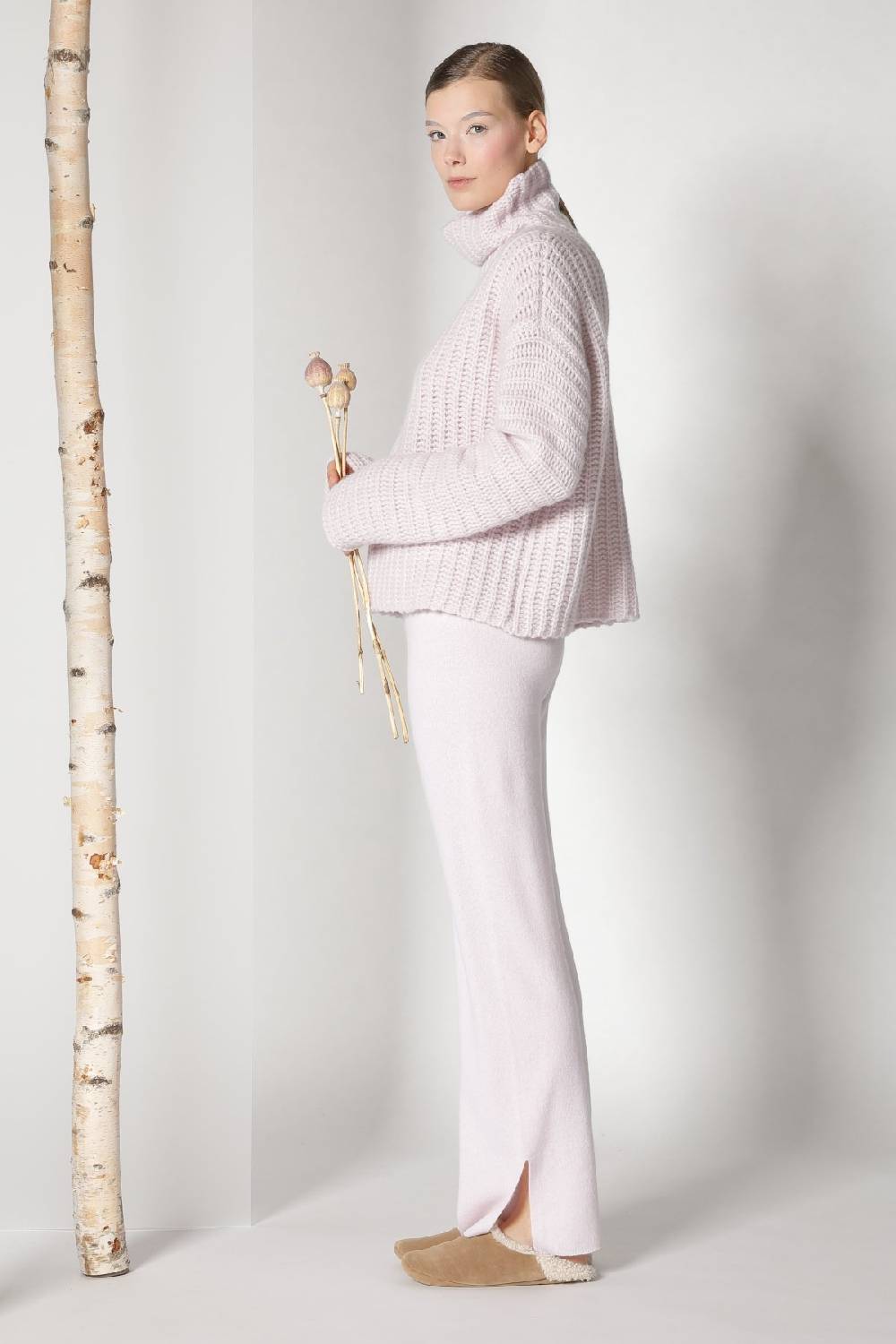 Sminfinity fluffy ribbed turtleneck jumper + pure slitted pants 50% Rabatt für begrenzte Zeit