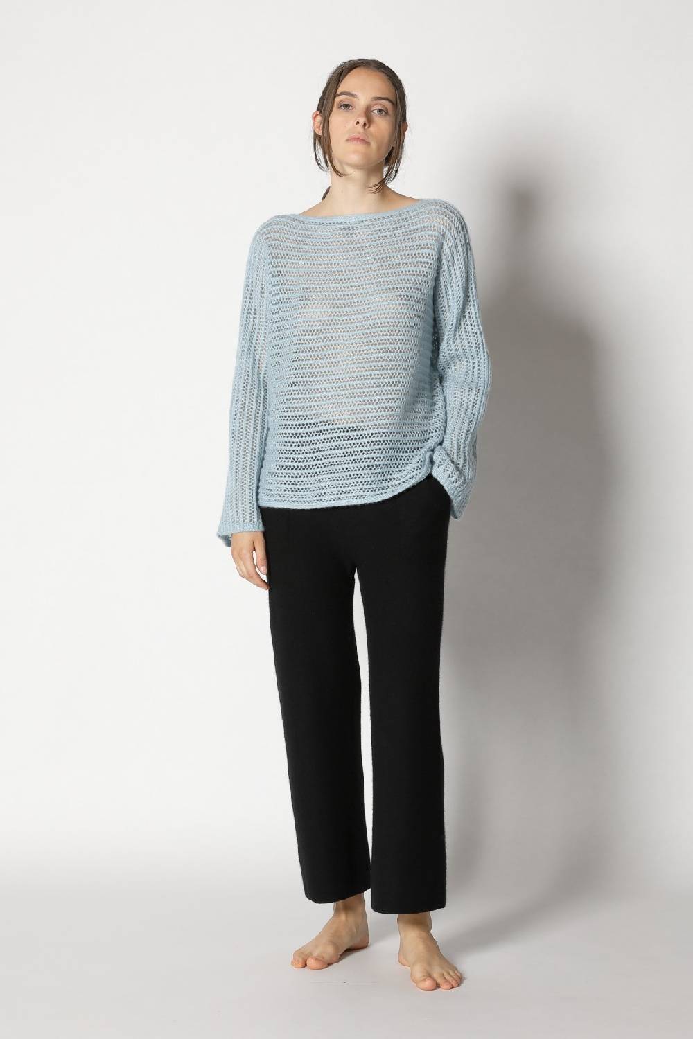 Sminfinity fluffy airy boatneck + fluffy airy plaid + garter cropped pants Lagerräumung