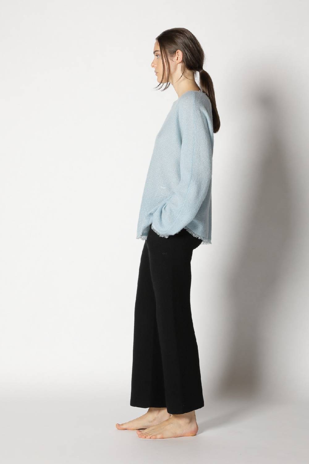 Sminfinity fluffy fringe boatneck + garter cropped pants Heißer Verkauf