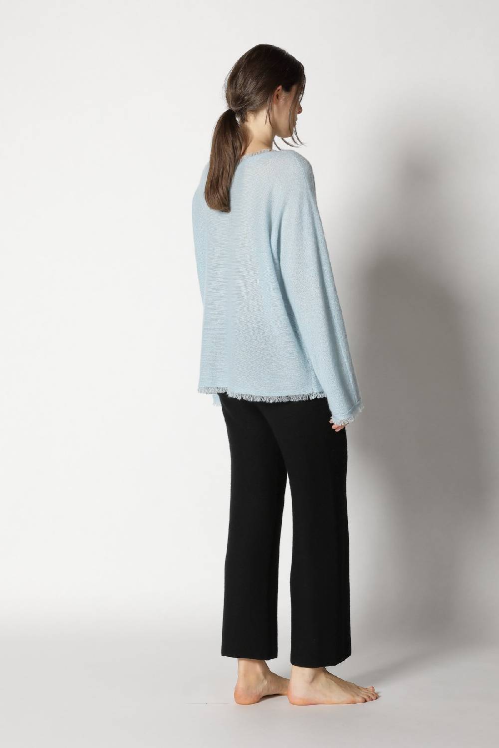 Sminfinity fluffy fringe boatneck + garter cropped pants Heißer Verkauf