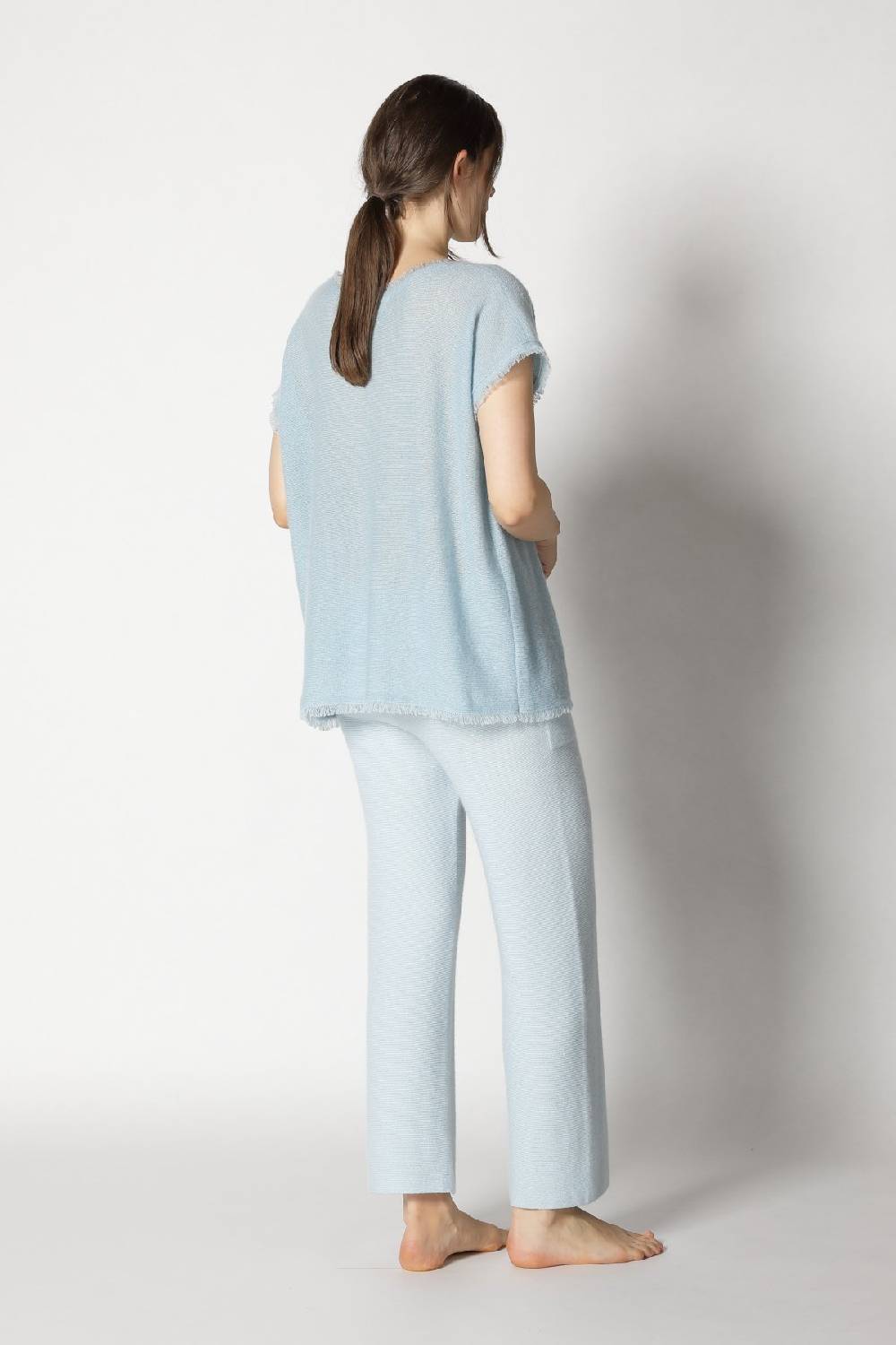 Sminfinity fluffy fringe top + garter cropped pants Neueste Mode