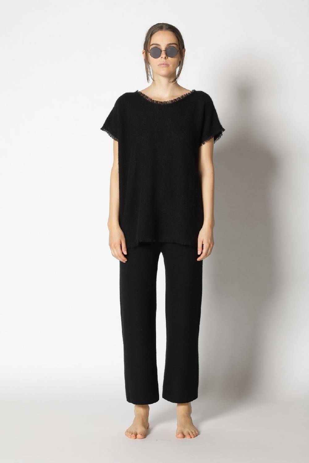 Sminfinity fluffy fringe top + garter cropped pants Neueste Mode