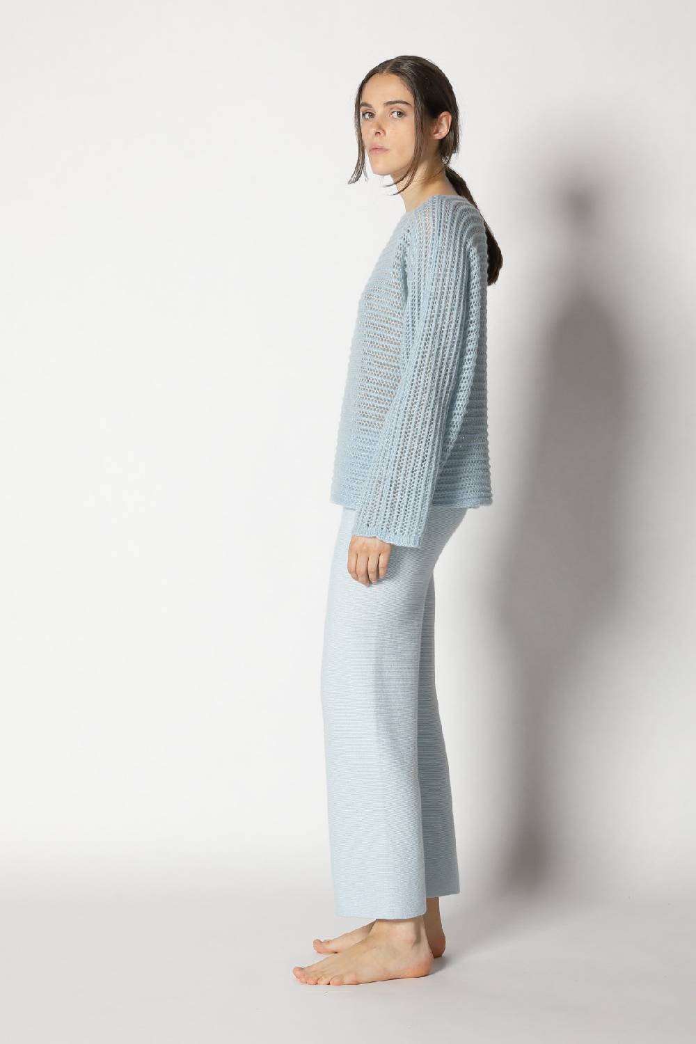 Sminfinity fluffy airy boatneck + fluffy airy plaid + garter cropped pants Zeitlich begrenztes Angebot