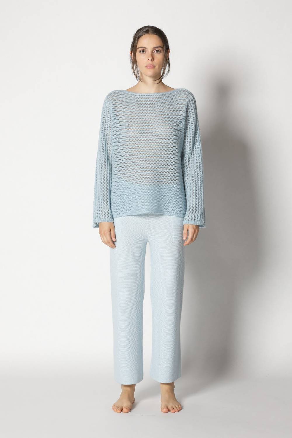 Sminfinity fluffy airy boatneck + fluffy airy plaid + garter cropped pants Zeitlich begrenztes Angebot