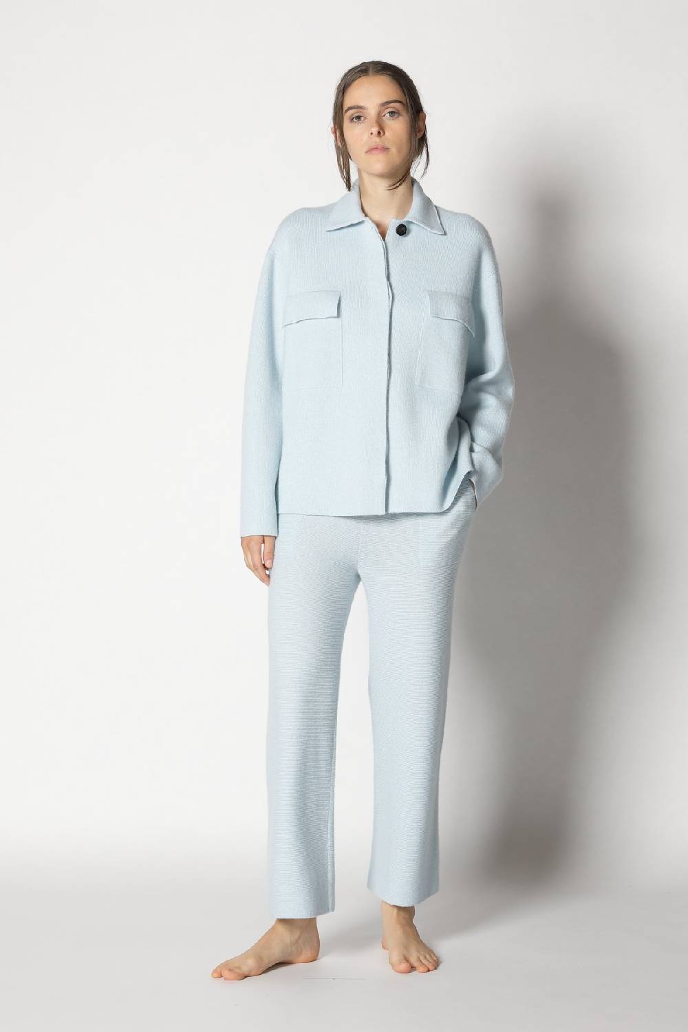 Sminfinity doubleface shirtjacket + garter cropped pants Große Rabatte