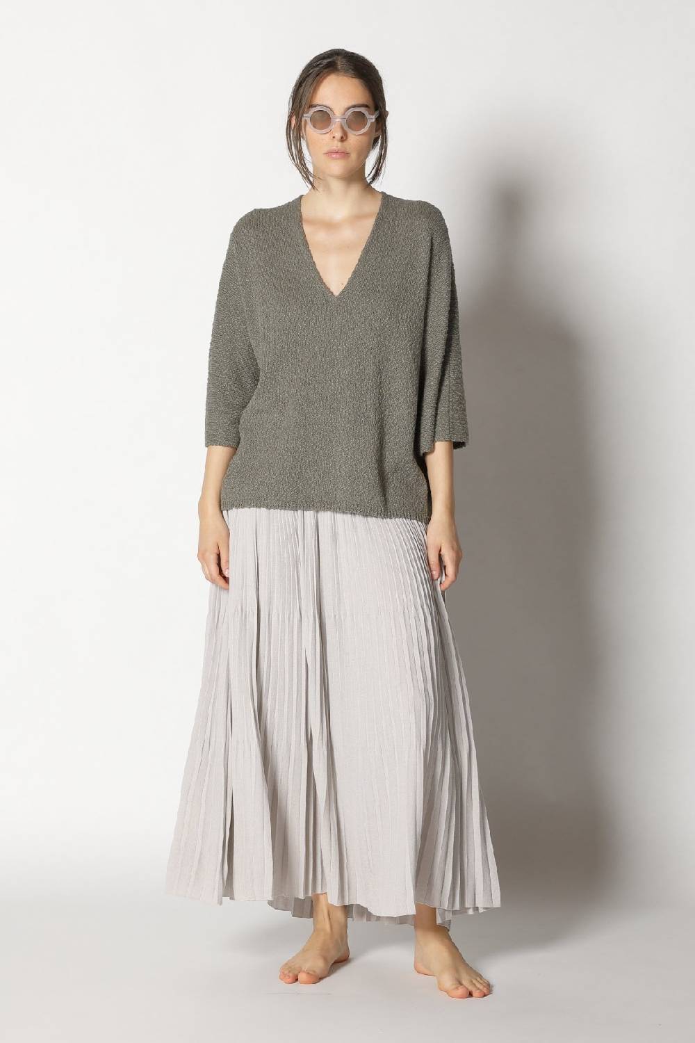 Sminfinity nubbly V neck + pima pleat skirt Günstiger Verkauf