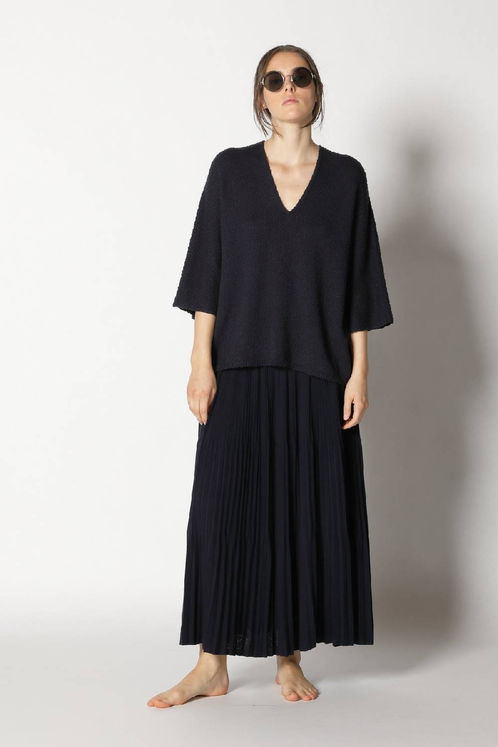 Sminfinity nubbly V neck + pima pleat skirt Fabrik Onlineshop