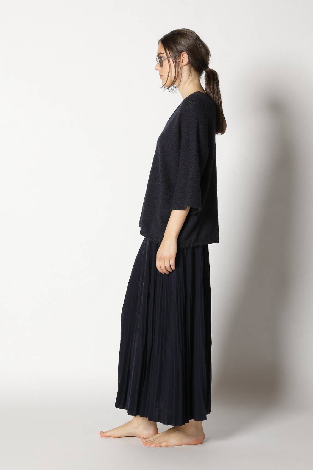 Sminfinity nubbly V neck + pima pleat skirt Fabrik Onlineshop