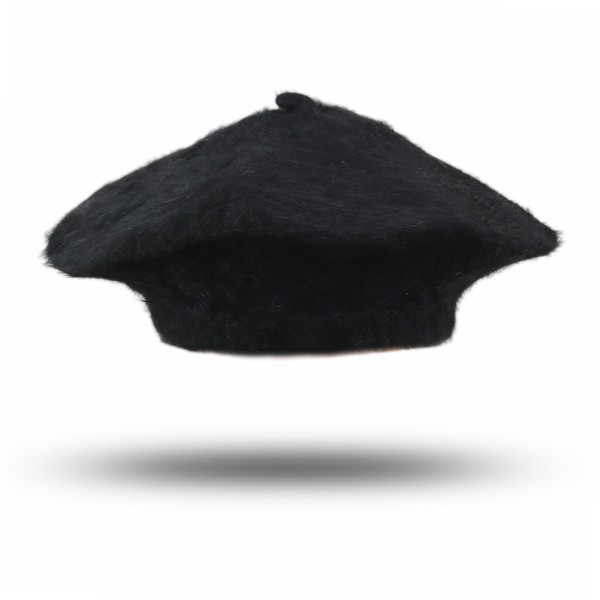 Sonia Originelli Baskenmütze Angora Echtfell Wolle Damen Schwarz Saisonale Angebote