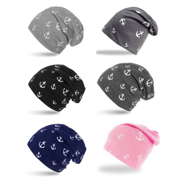Sonia Originelli Beanie "Mini Anker" Mütze Maritim Overall Print Kauf eins, bekomm eins gratis