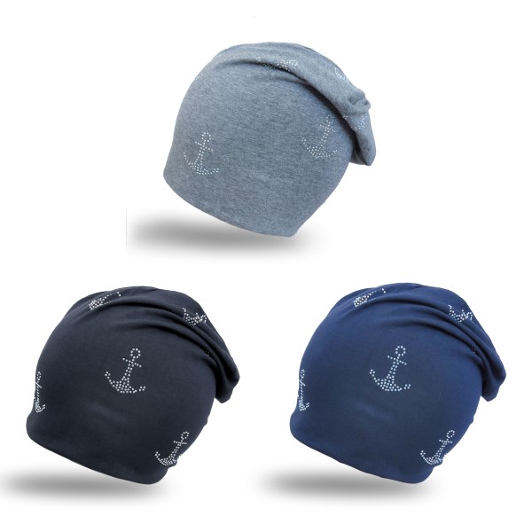 Sonia Originelli Beanie Kind "Mini Anker" Kindermütze Maritim Strasssteine Riesige Ersparnisse