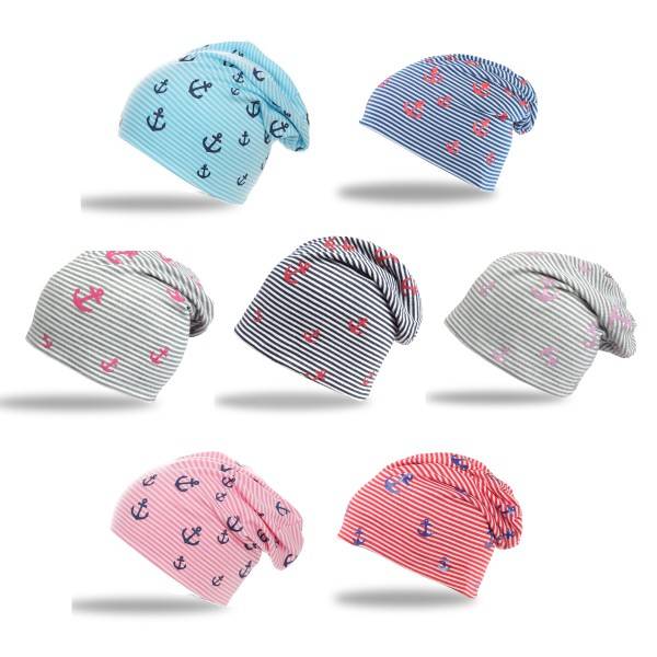 Sonia Originelli Beanie Mütze "Mini Anker Maritim" Streifen Jersey Unisex Begrenzte Freigabe