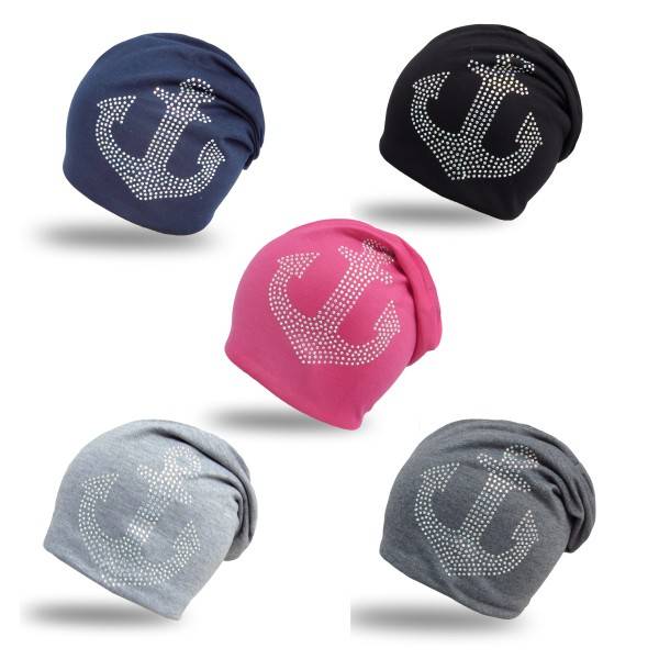 Sonia Originelli Beanie Mütze "Prisma Anker" Strasssteine Mütze Maritim Neueste Stile