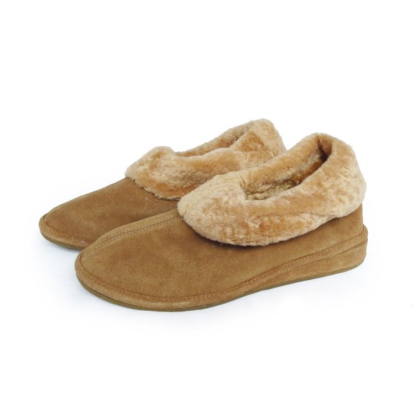 Sonia Originelli Damenpantoffel geschlossen Fellkranz Schuhe Schaf Lammfell EVA Sohle Leder Sonderangebot der Fabrik
