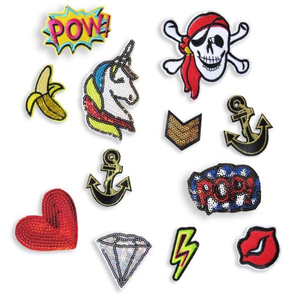 Sonia Originelli 3er Set "Patches" Bügelbilder Aufnäher DIY JGA Pailletten Online Shopping