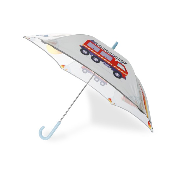 Sonia Originelli Kinder Regenschirm reflektierend Sicherheitsschirm Feuerwehr Tatü Tata Auto Riesige Ersparnisse
