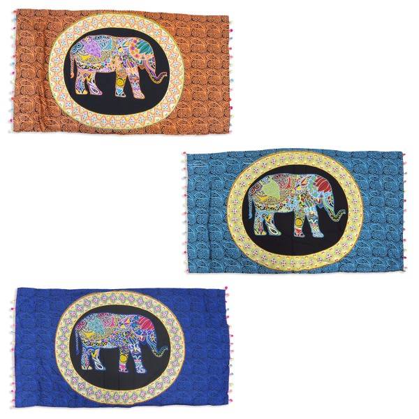 Sonia Originelli Strandtuch "Boho" Elefant Muster Bommel Bunt Laken Tuch Picknick Nur noch ein Tag übrig