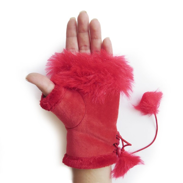 Sonia Originelli Damenhandschuhe Fingerlos Wuschel Kunstfell Handstulpe Begrenzt auf 3 Tage