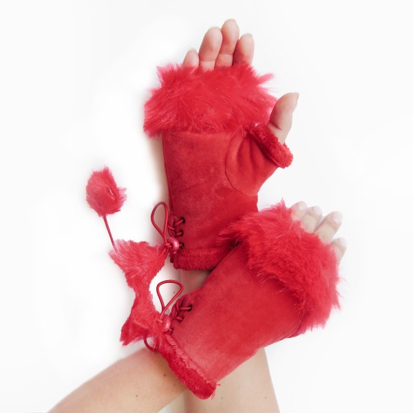 Sonia Originelli Damenhandschuhe Fingerlos Wuschel Kunstfell Handstulpe Begrenzt auf 3 Tage