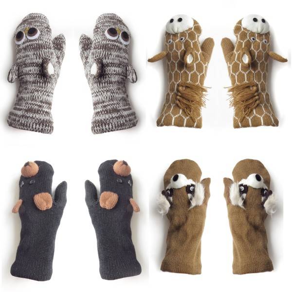 Sonia Originelli Fausthandschuhe Eule Giraffe Bär Tiere Fäustel Fleece Strick zollfrei