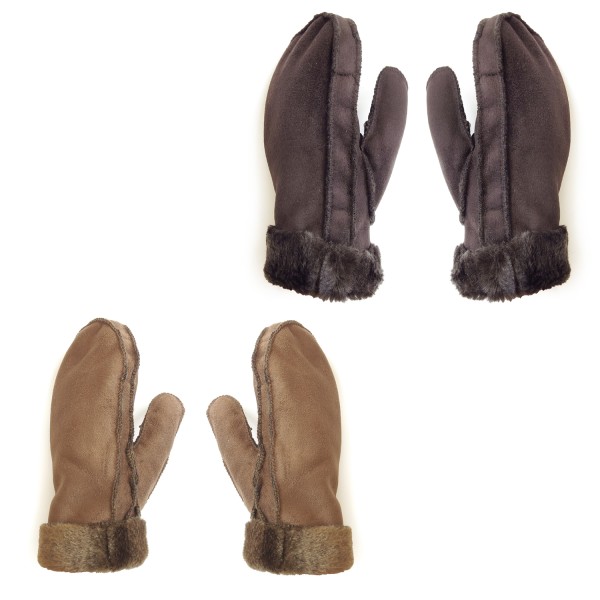 Sonia Originelli Fausthandschuhe Faux-Leder Velouroptik Kunstfell Samt Velvet kuschelig 50% Rabatt für begrenzte Zeit