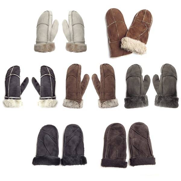 Sonia Originelli Fausthandschuhe Lammfell Schaffell echt Leder Patchwork Design Fäustlinge Rabatte dieses Monats