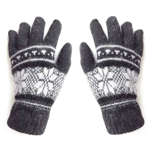 Sonia Originelli Handschuhe Norweger Muster Finger Strickmuster Angorawolle Schwarz Hotsell