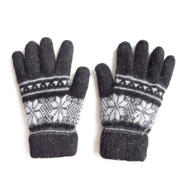 Sonia Originelli Handschuhe Norweger Muster Finger Strickmuster Angorawolle Schwarz Hotsell