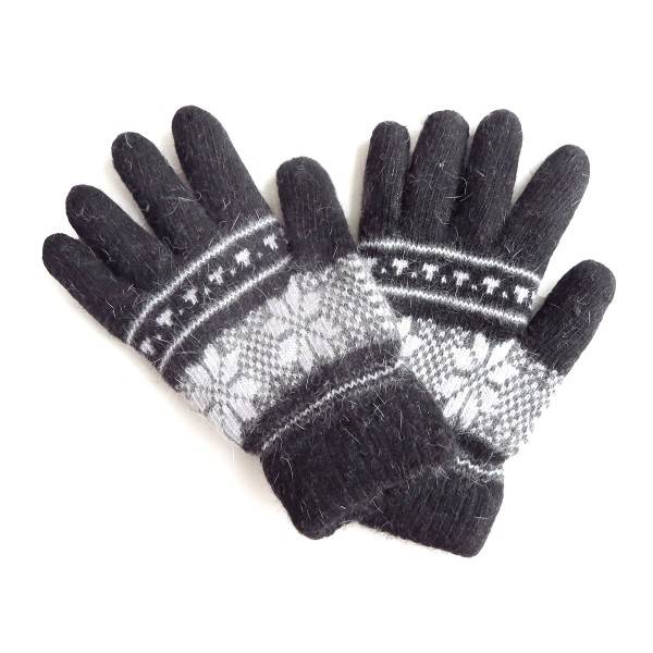Sonia Originelli Handschuhe Norweger Muster Finger Strickmuster Angorawolle Schwarz Hotsell