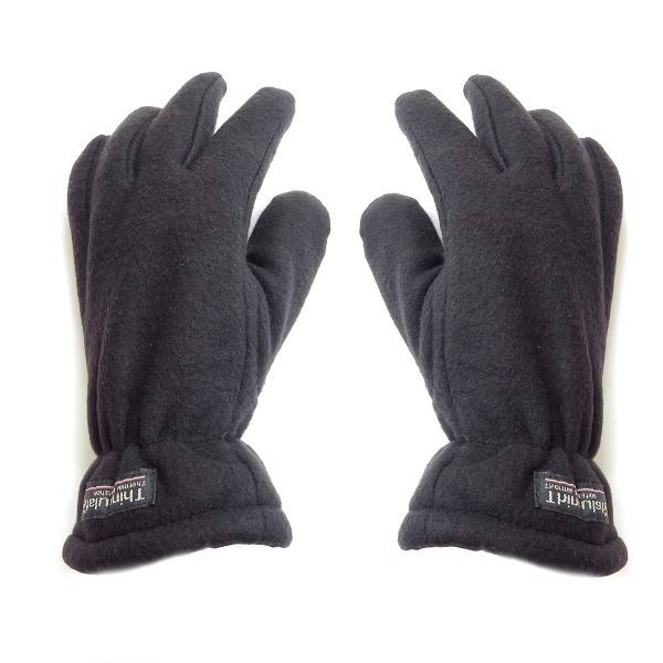 Sonia Originelli Handschuhe Winter Finger Fleece Schwarz Klettverschluss Schlussverkauf