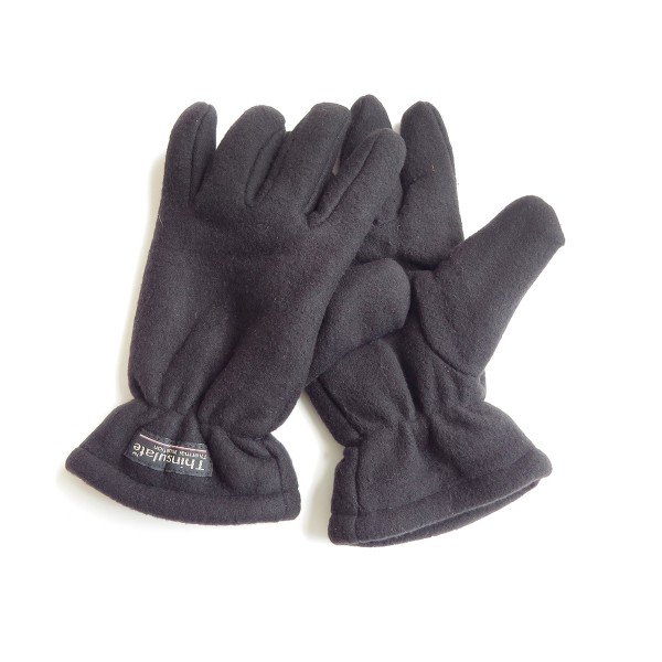 Sonia Originelli Handschuhe Winter Finger Fleece Schwarz Klettverschluss Schlussverkauf