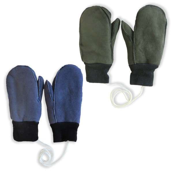 Sonia Originelli Kinder Fausthandschuh Leder Band Schaf Lammfell Strick Fabrikverkauf
