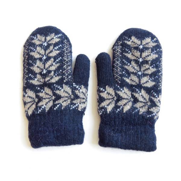 Sonia Originelli Kinder Fausthandschuhe Angorawolle Norweger Muster Fäustel Schneeflocken Blitzverkäufe