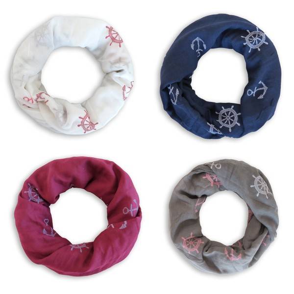 Sonia Originelli Loop Schal "Maritim Steuerrad Anker" Reliefdruck Sommer Black Friday