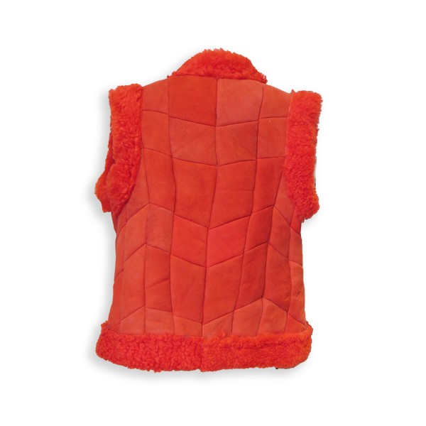 Sonia Originelli Damenweste Naturfell Leder Lammfell Patchwork Handarbeit Online Shopping
